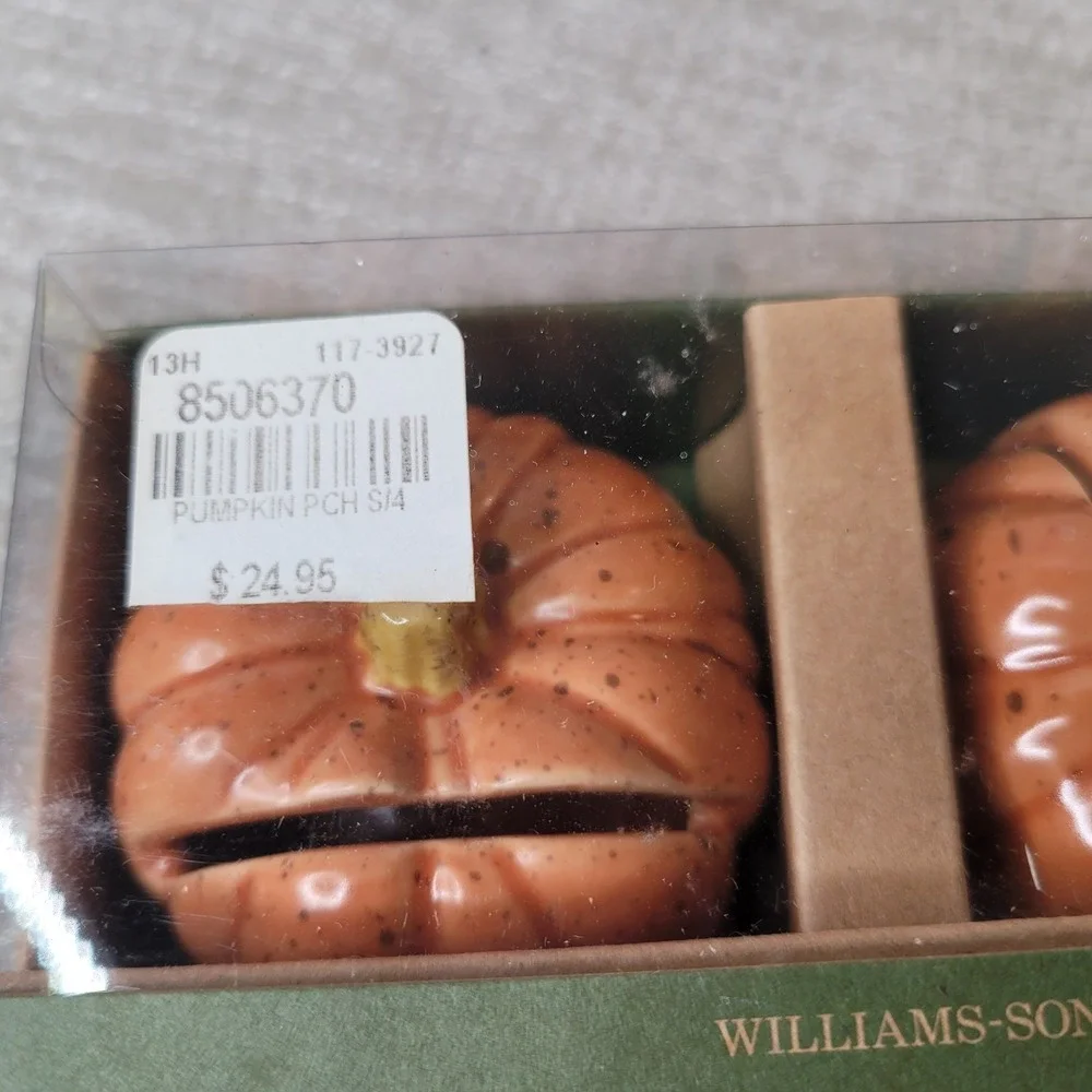 Williams Sonoma Harvest Pumpkin‎ Place Card Holders 8 Autumn Fall NEW OLD STOCK